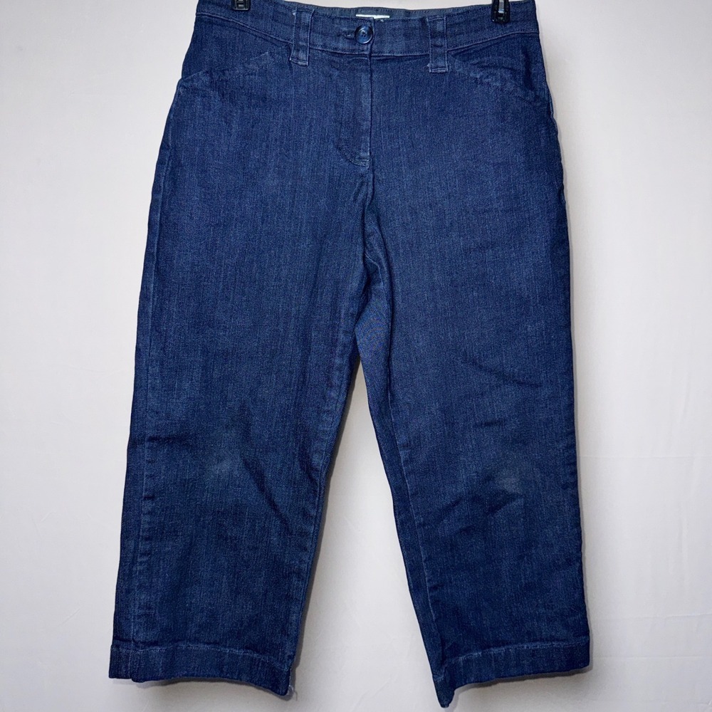 LL Bean Classic Fit Denim Capris Dark Wash Petite 6 Blue Cropped Jeans 500330